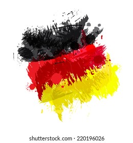 Colored splashes in abstract shape, German flag