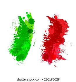 Colored splashes in abstract shape, Italian flag 