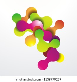 Colored splashes bubbles in abstract shape, vector background.