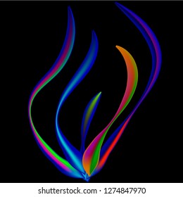 Colored splashes on a black background and white