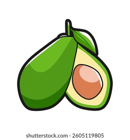 colored split green avocado vector cartoon