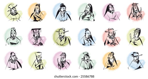 chispas de colores con figuras chinas