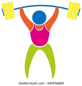 Colored sport icon for weightlifting illustration