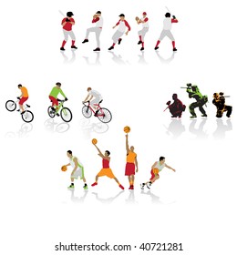 colored sport silhouettes, vector illustration