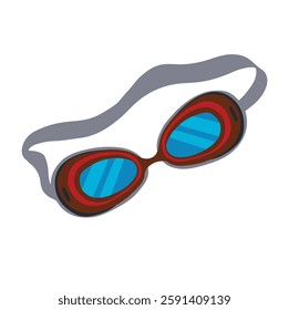 colored sport symbol swimming goggles, hand drawn vector illustration