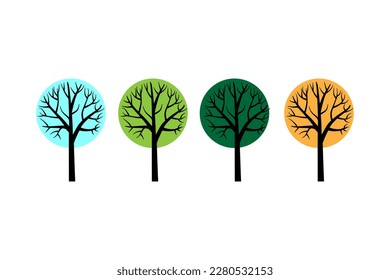 colored spot trees for banner design. Summer landscape element. Vector illustration.