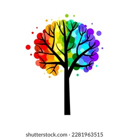 colored spot trees for banner design. Summer landscape element. Vector illustration.