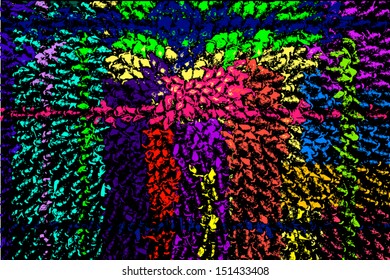 colored spots on a chrny background