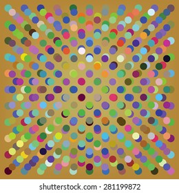 colored spots on the mustard-colored background
