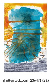 farbige Flecken und Oberflächen in gelber, orangefarbener, blauer und grauer Farbe