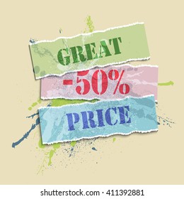 colored spray label for sale, vector illustration clip-art
