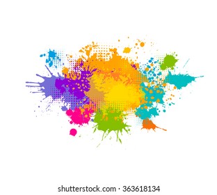 Colored spray paint with a place for your text. Vector