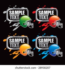 colored spray painted football helmets