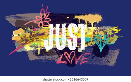 Colored spray writing pattern with graffiti abstract hand drawn art brush, street art, background elements in pink, green and black color. Graffiti handwriting pattern design vector.