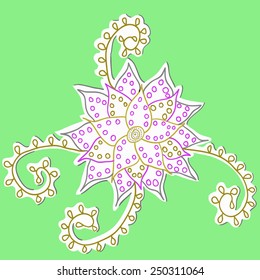 Colored spring abstract flower on green background