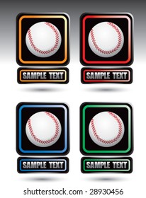 colored square banners with baseballs