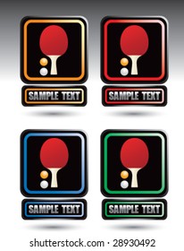 colored square banners with ping pong balls