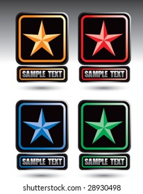 colored square banners with stars