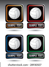 colored square banners with volleyballs
