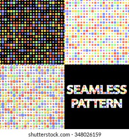 Colored square of different sizes. Set of seamless pattern