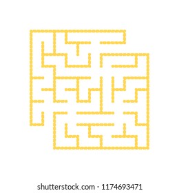 A colored square labyrinth with an entrance and an exit. Simple flat vector illustration isolated on white background. With a place for your drawings.