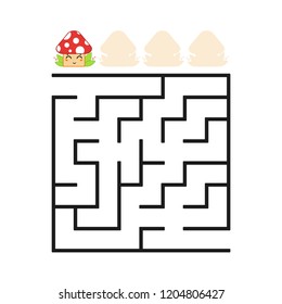 A colored square labyrinth with an entrance and an exit. Difficulty level. Lovely toon. Simple flat vector illustration isolated on white background