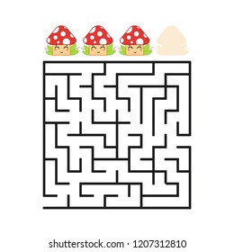 A colored square labyrinth with an entrance and an exit. Difficulty level. Lovely toon. Simple flat vector illustration isolated on white background