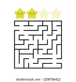 A colored square labyrinth with an entrance and an exit. Difficulty level. Lovely toon. Simple flat vector illustration isolated on white background