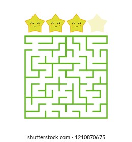 A colored square labyrinth with an entrance and an exit. Difficulty level. Lovely toon. Simple flat vector illustration isolated on white background