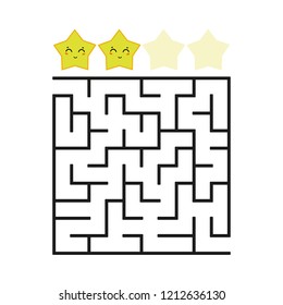 A colored square labyrinth with an entrance and an exit. Difficulty level. Lovely toon. Simple flat vector illustration isolated on white background
