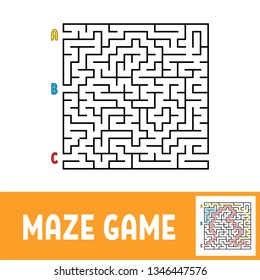 Colored square labyrinth. Game for kids. Puzzle for children. Maze conundrum. Flat vector illustration