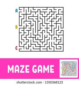 Colored square labyrinth. Game for kids. Puzzle for children. Maze conundrum. Flat vector illustration