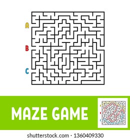 Colored square labyrinth. Game for kids. Puzzle for children. Maze conundrum. Flat vector illustration