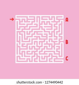 Colored square labyrinth. Kids worksheets. Activity page. Game puzzle for children. Find the right path. Maze conundrum. Vector illustration