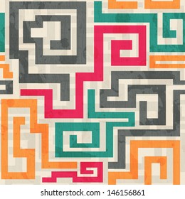 colored square spiral pattern with grunge effect