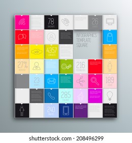 Colored squares background. Vector template for interface or infographic ready to place for your content