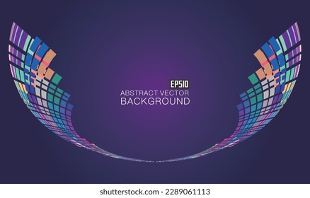 Colored squares form half ring neon technology sense spatial background