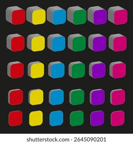 Colored squares grid. Rainbow pattern layout. Vector geometric design. Bright tile collection.