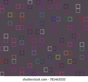 Colored squares on the aubergine magenta background. Cool abstract background. Perfect vector texture.