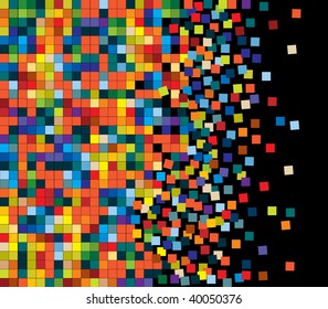 colored squares on black background