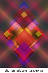 Colored squares on a bright iridescent dark background