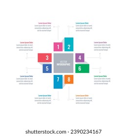 colored squares, colored rectangles infographic template. business, education, annual report, internet, magazine infographic template. eight options infographic template