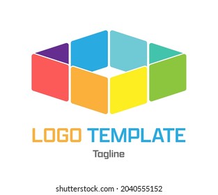 Colored squares. A template for a logo, sticker or brand of a business, company or corporation. Flat style