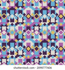 Colored stamps squares and rhombuses. Vector pink and gel-colored, as well as yellow pastel colors. A pattern of shapes of different colors, stamps or patches of all colors.
