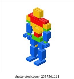 Colored standing man in isometry. Vector