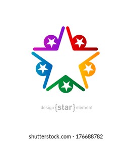Colored star, Abstract vector design element on white background. Corporate logotype template.