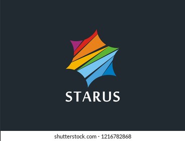 Colored star cut on dark background