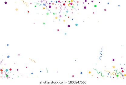 Colored Star Decoration Vector White Background. Christmas Circles Illustration. Spiral Isolated Poster. Bright Paper Branch.