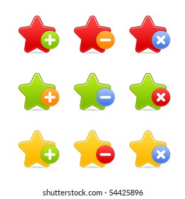 Colored star favorite web 2.0 button with shadow on white background