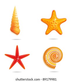 colored starfish sea sign set